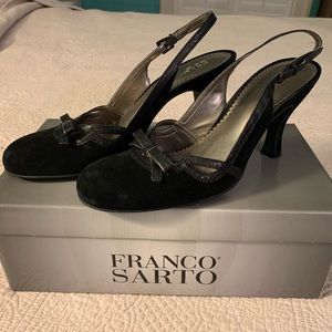 Franco Sarto Black Suede Cherub Slingbacks 8.5
